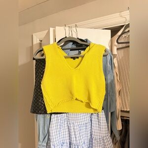 Bright greenish yellow Knit Crop Top